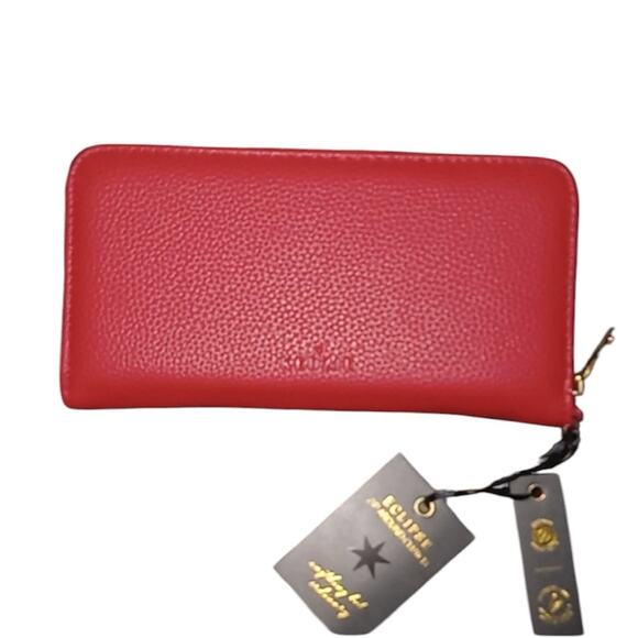 Kedzie ECLIPSE Zip Around Red Clutch Wristlet Vegan Leather NWT Retail $29 - Picture 4 of 11